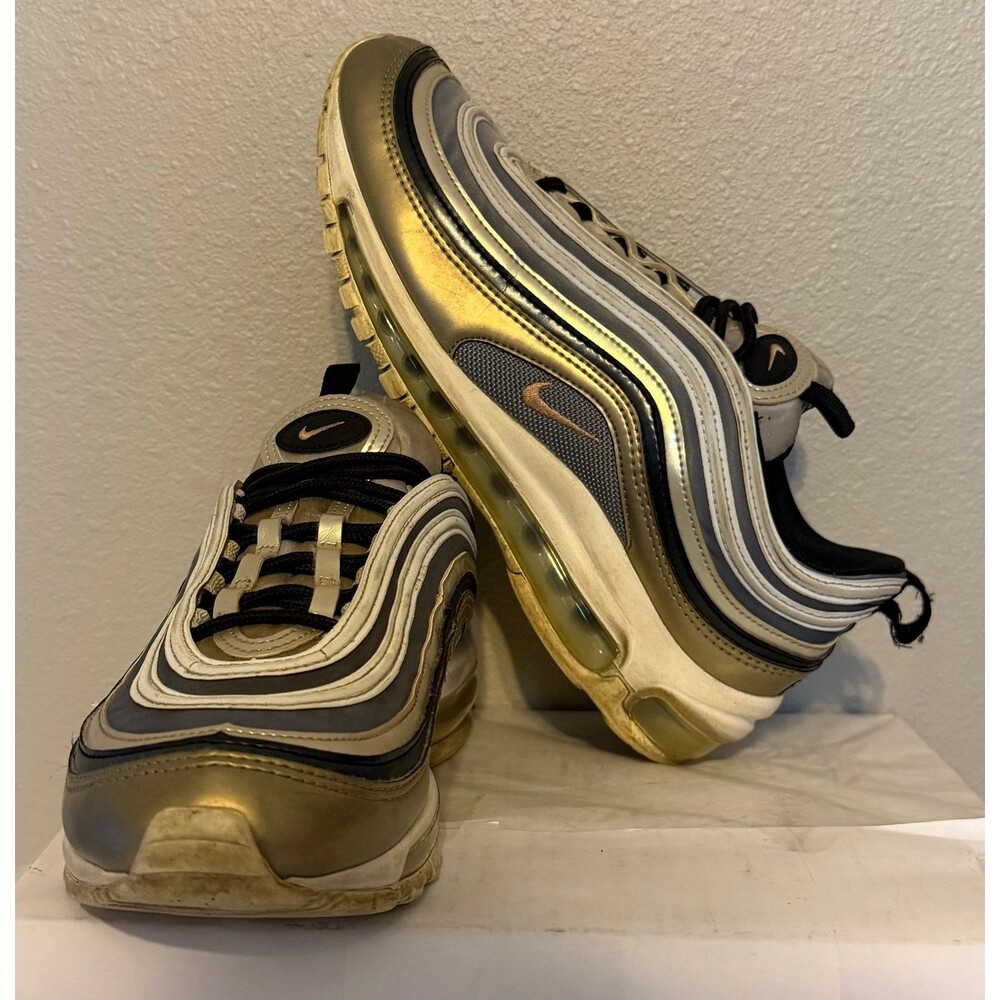 Nike Air Max 97 SE Metallic Gold Platinum Silver SZ 7Y